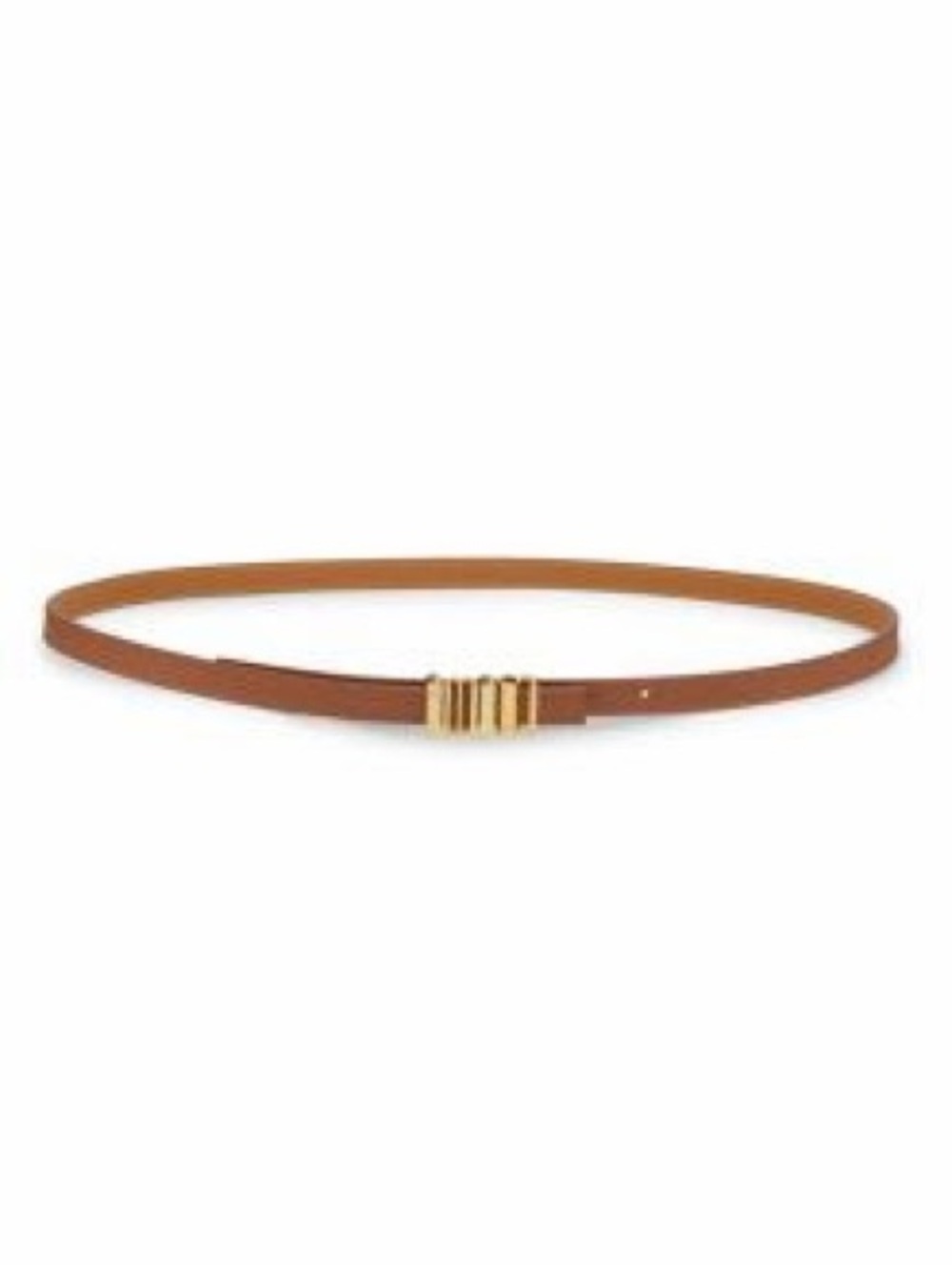 Loewe Tan Leather Slim Belt with Gold Ribbed Buckle